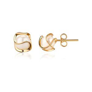 18K Gold Plated Caged Pearl Stud Earrings
